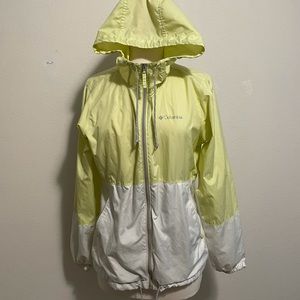 Columbia Yellow White Windbreaker Full Zip Lightweight Jacket Women’s Size S